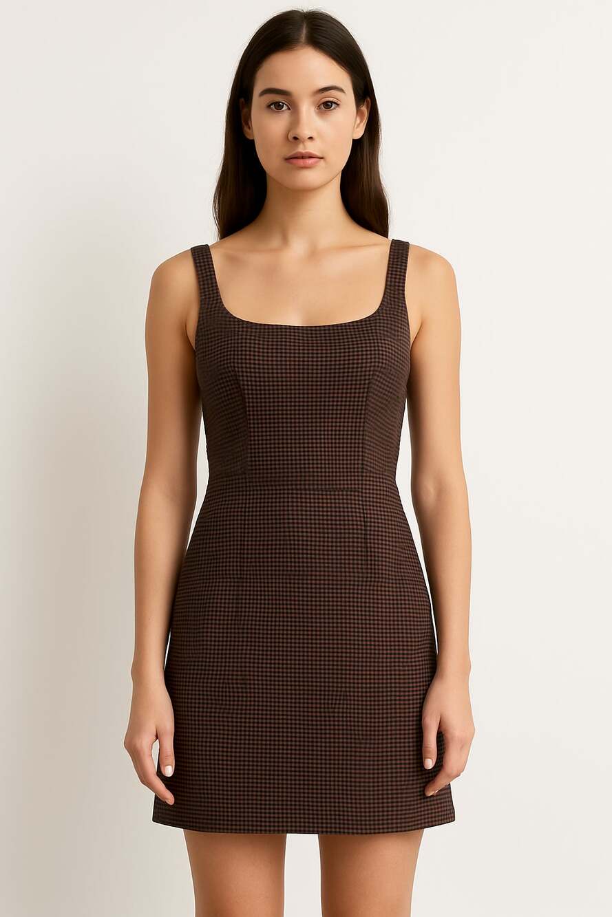 Abercrombie & Fitch XS Plaid Square Neck Dress